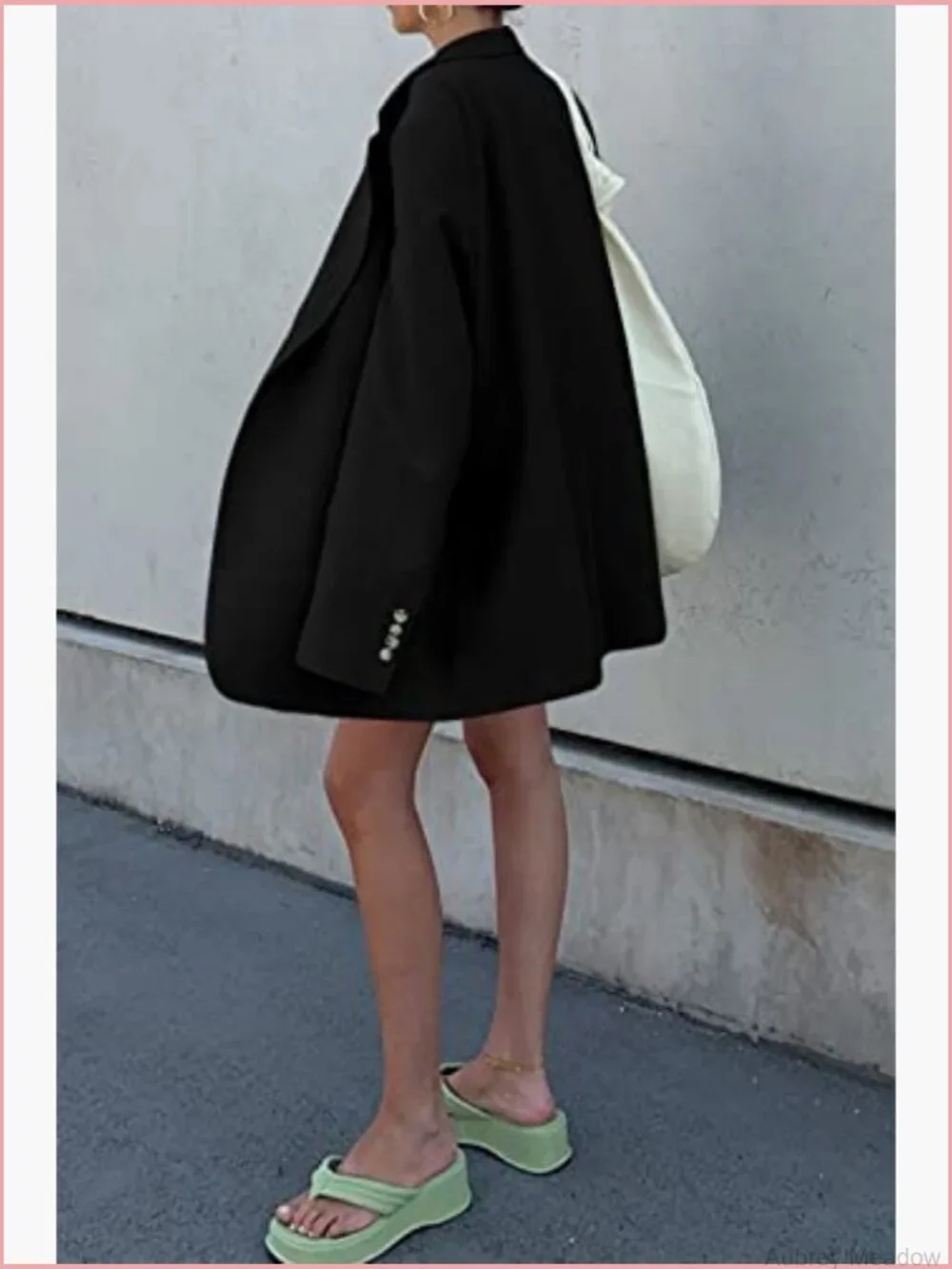 Oversized Open Front Blazer Work Office Jacket Long Sleeve Lapel